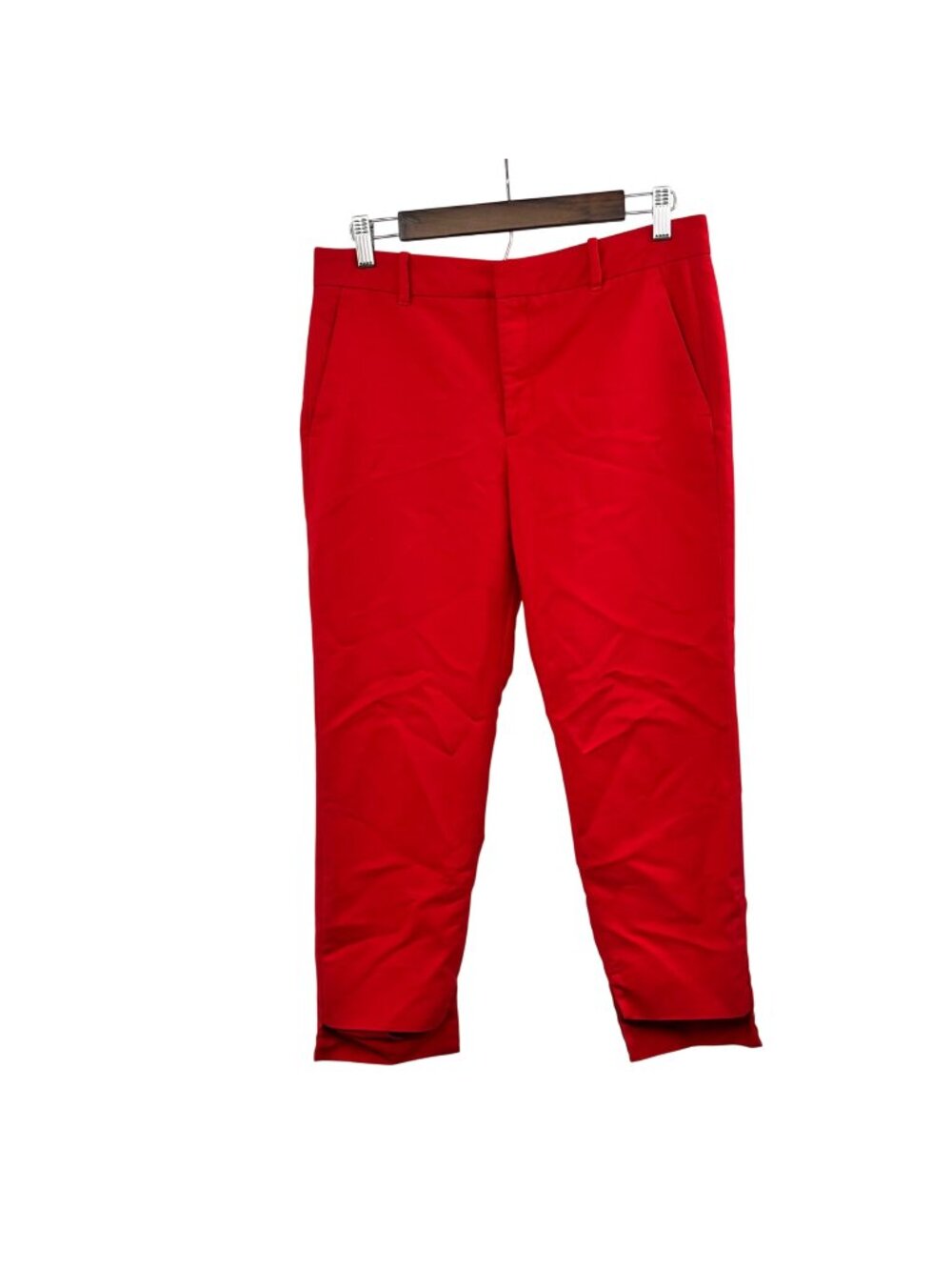 Zara Woman Ankle Pants Flat Front Mid Rise Red Size 6 Pockets
